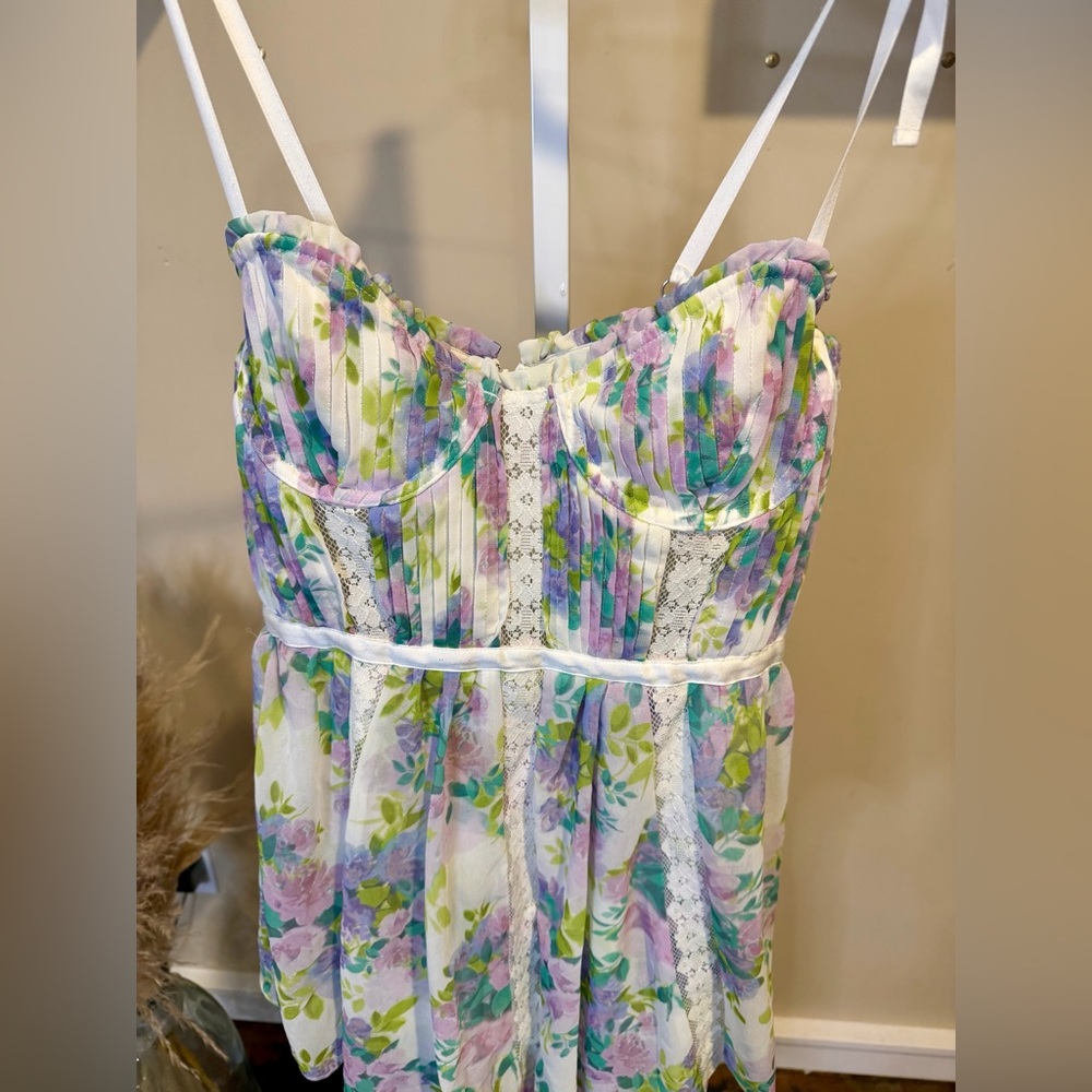 For Love And Lemons Meadow Maxi Strapless Floral Ruffle Dress - Picture 8 of 10